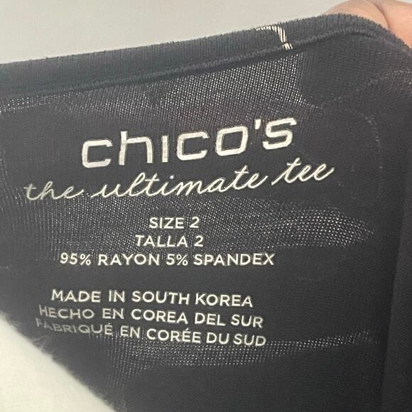 Chico's the Ultimate Tee Basic Glam Girl All over Print Womens Scoop Neck Sz L - Picture 7 of 9